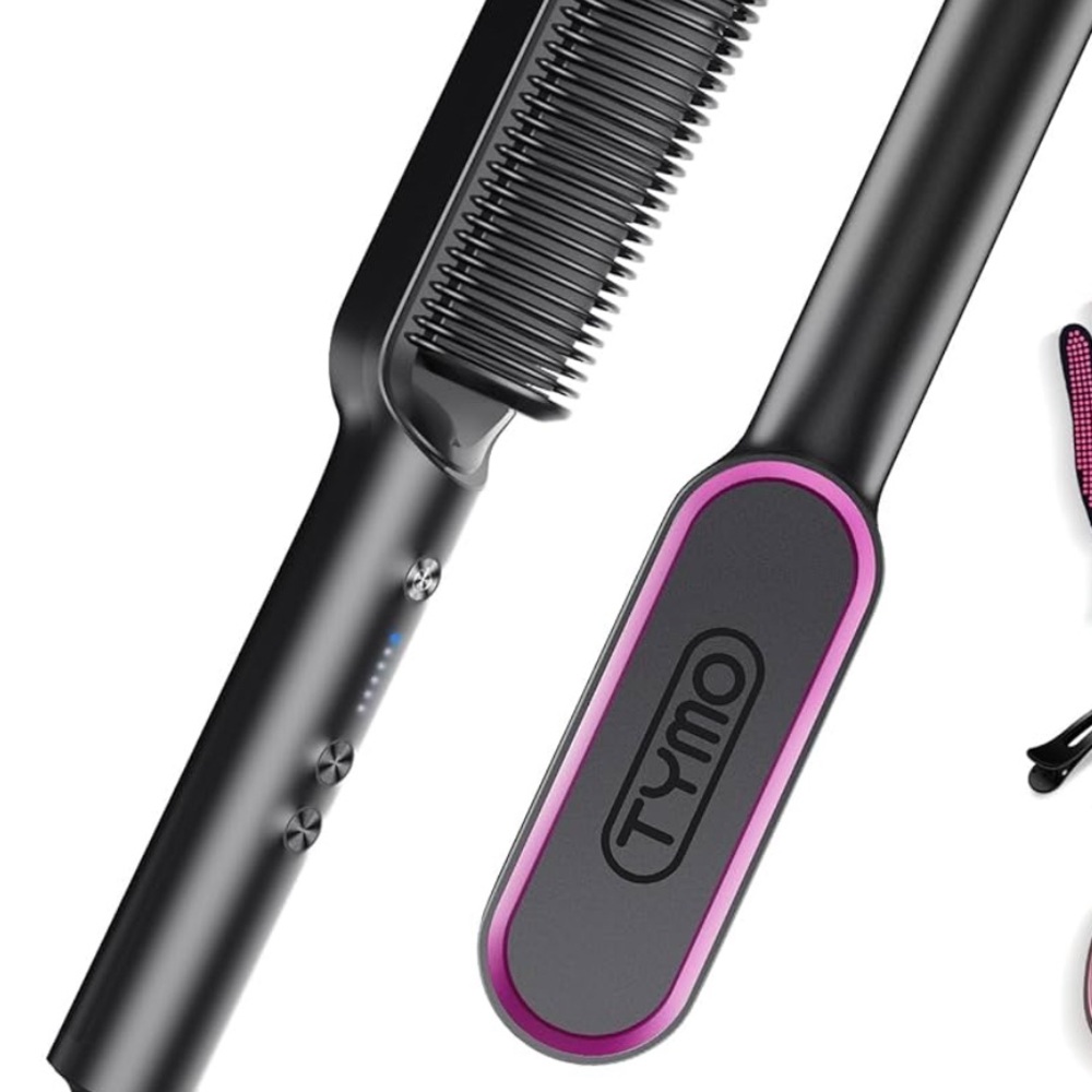Black and Pink Hair Straightening Comb
